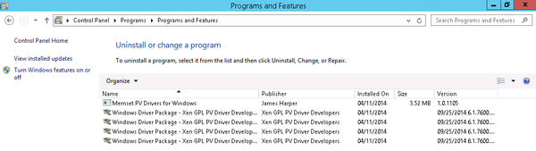 Windows Installed Programs GPL-PV Drivers